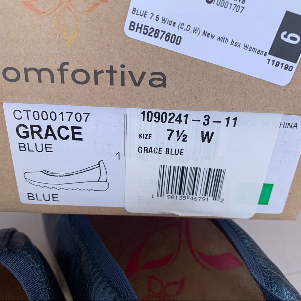 Comfortiva Grace Blue Slip On Leather Loafers  Women’s US 7.5 W Wide Width NEW - Picture 9 of 9